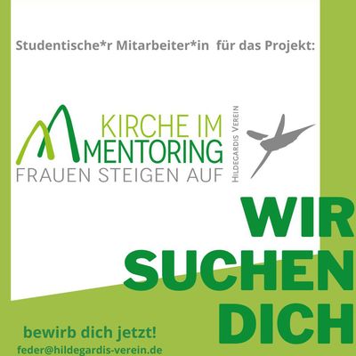 Auf dem Plakat steht das Kirche im Mentoring Logo und "Wir suchen dich".